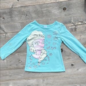 Vibrant Blue Long Sleeve Tee with Frozen Elsa Graphic